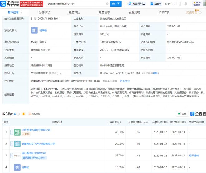 超讯通信等投资成立新公司含体育竞赛组织业务